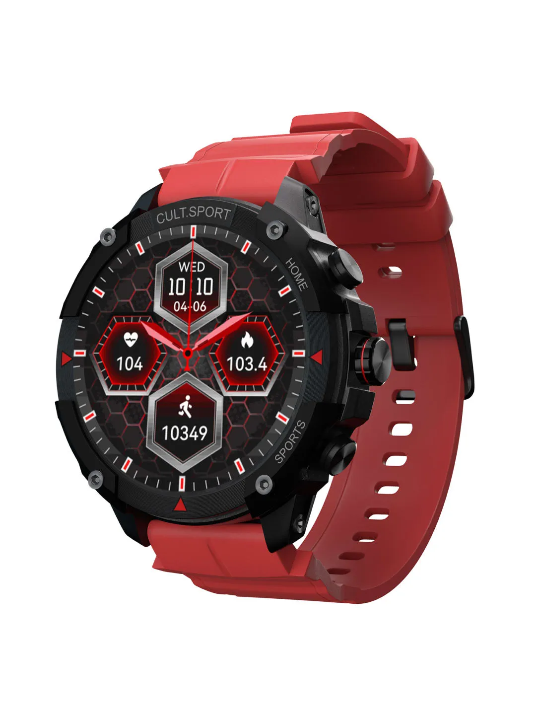 Ranger XR 1.43" AMOLED Outdoor Rugged Bluetooth Calling, 850 NITS, 10 Days Battery Life, Automatic Sports Recognition, Functional Crown, Always on Display (RED)