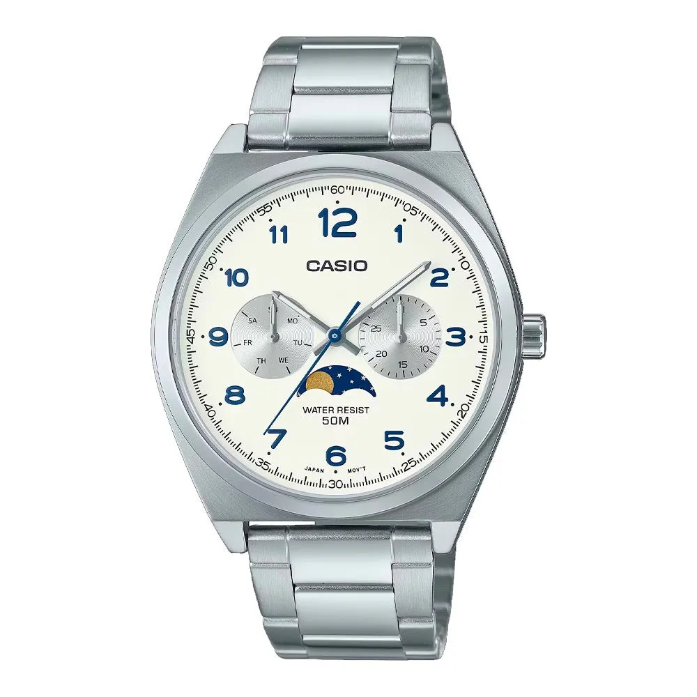 Reloj Casio Análogo MTP-M300D-7AVDF Moonphase Acero 40mm
