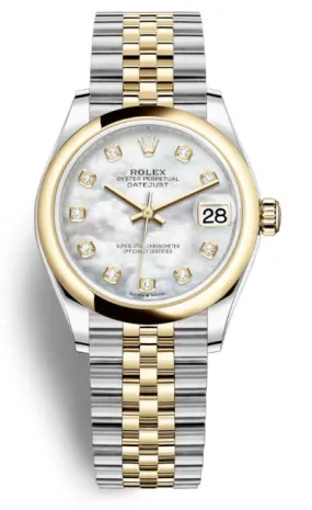 Rolex Datejust 31 Mother of Pearl Diamond Dial Ladies Steel and 18kt Yellow Gold Jubilee Watch 278243MDJ