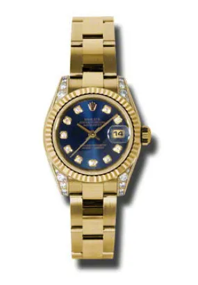 Rolex Lady Datejust 26 Blue Dial 18K Yellow Gold Oyster Bracelet Automatic Watch 179238BLDO