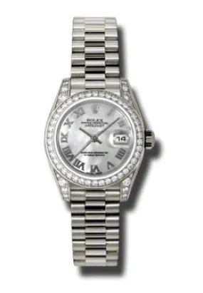 Rolex Lady-Datejust 26 Mother Of Pearl Dial 18K White Gold President Automatic Ladies Watch 179159MRP