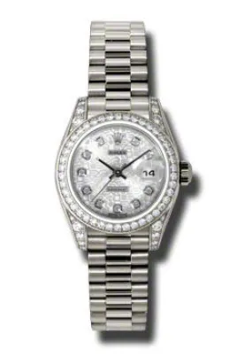 Rolex Lady-Datejust 26 Silver Dial 18K White Gold President Automatic Ladies Watch 179159SJDP