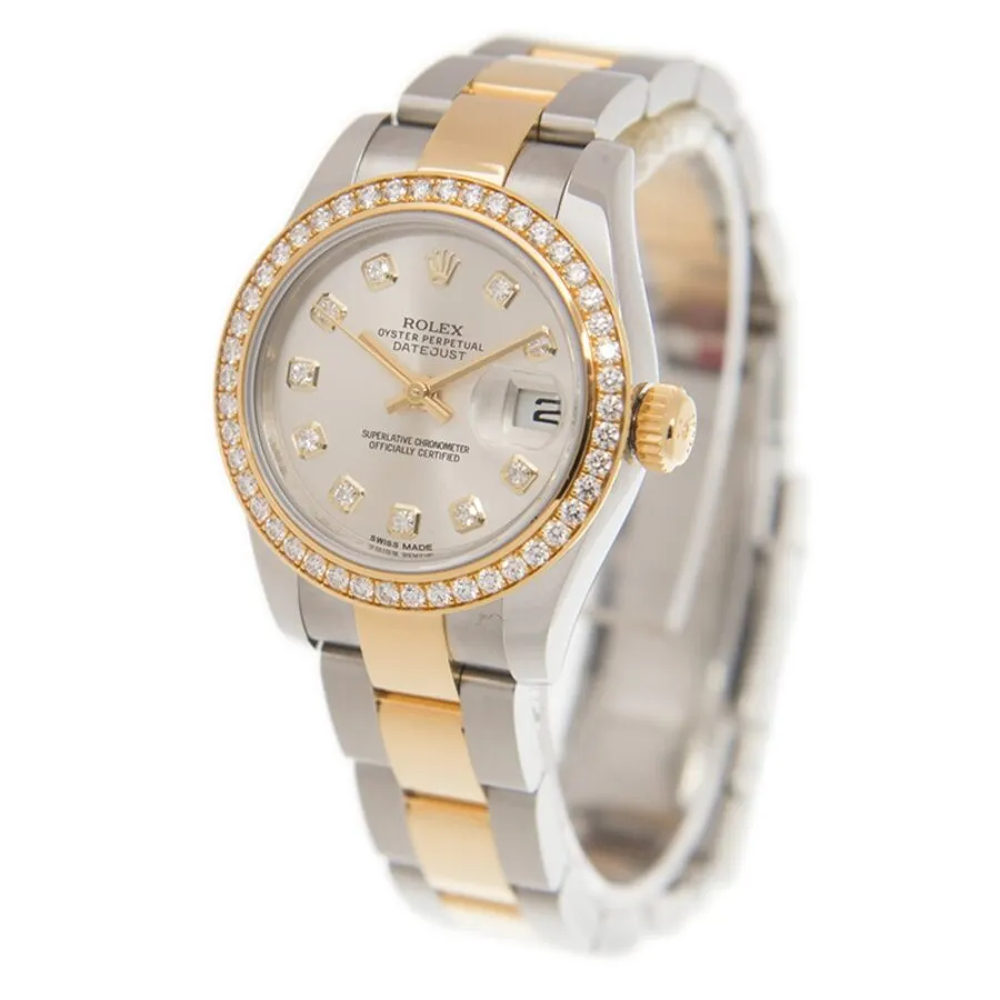 Rolex Lady Datejust Silver Diamond Dial Steel and 18K Yellow Gold Automatic Watch 179383SDO