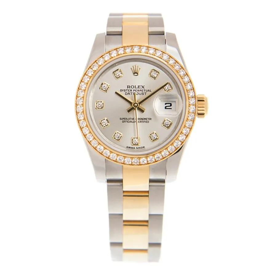 Rolex Lady Datejust Silver Diamond Dial Steel and 18K Yellow Gold Automatic Watch 179383SDO