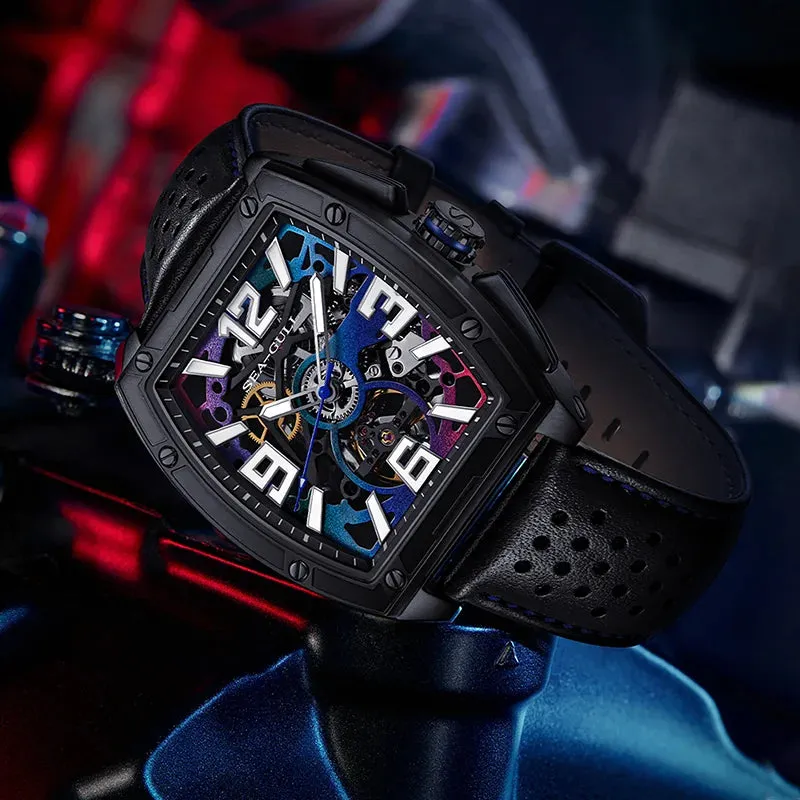 Seagull Men'S Watch Mechanical Hollow Sports Wristwatch Waterproof 5Bar Luminous 42Mm Luxury Automatic Male Watch 2024 New 6166