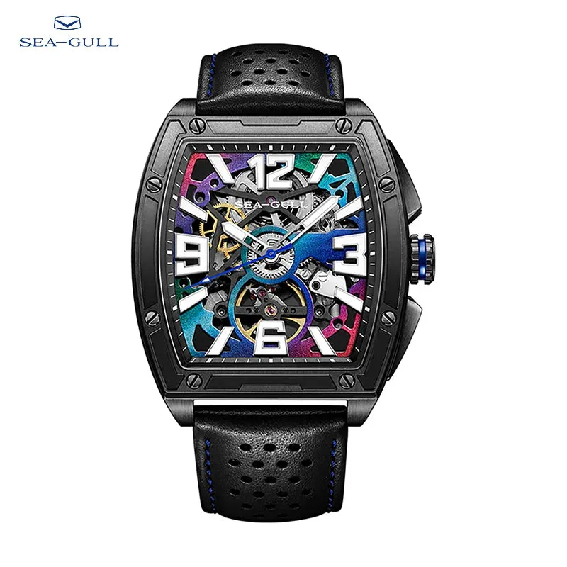 Seagull Men'S Watch Mechanical Hollow Sports Wristwatch Waterproof 5Bar Luminous 42Mm Luxury Automatic Male Watch 2024 New 6166
