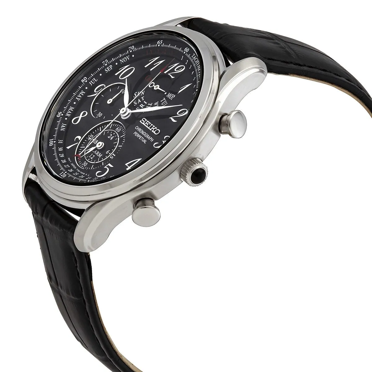 Seiko Chronograph Alarm Quartz Black Dial Men's Watch SPC255P1