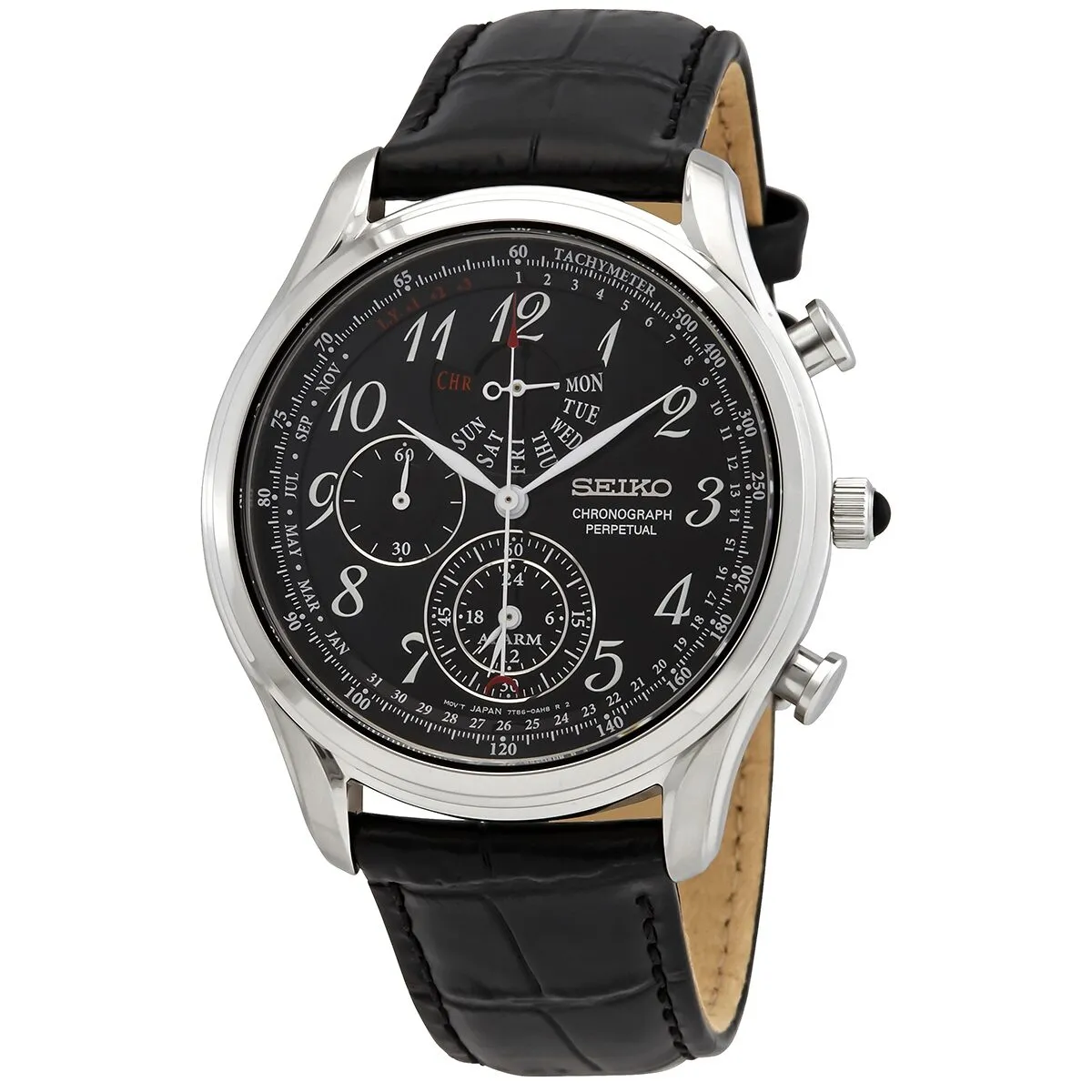 Seiko Chronograph Alarm Quartz Black Dial Men's Watch SPC255P1