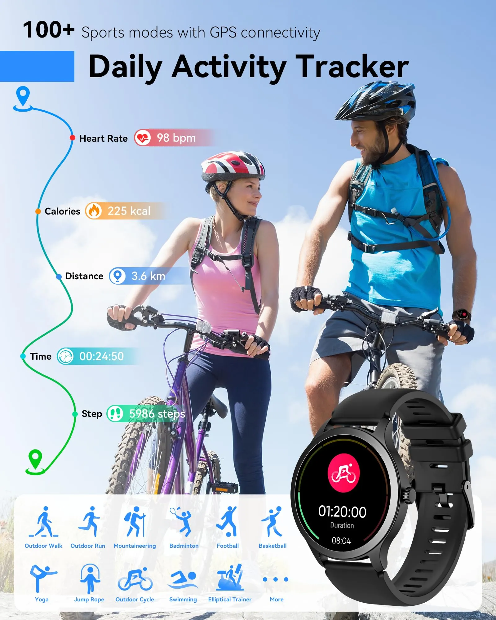Smart Watch for Men Answer/Make Call, 1.32" Smartwatch Gifts with Blood Oxygen/Heart Rate/Sleep Monitor, IP68 Waterproof Fitness Tracker Step Calorie Counter Pedometer Workout Watch for Android iOS