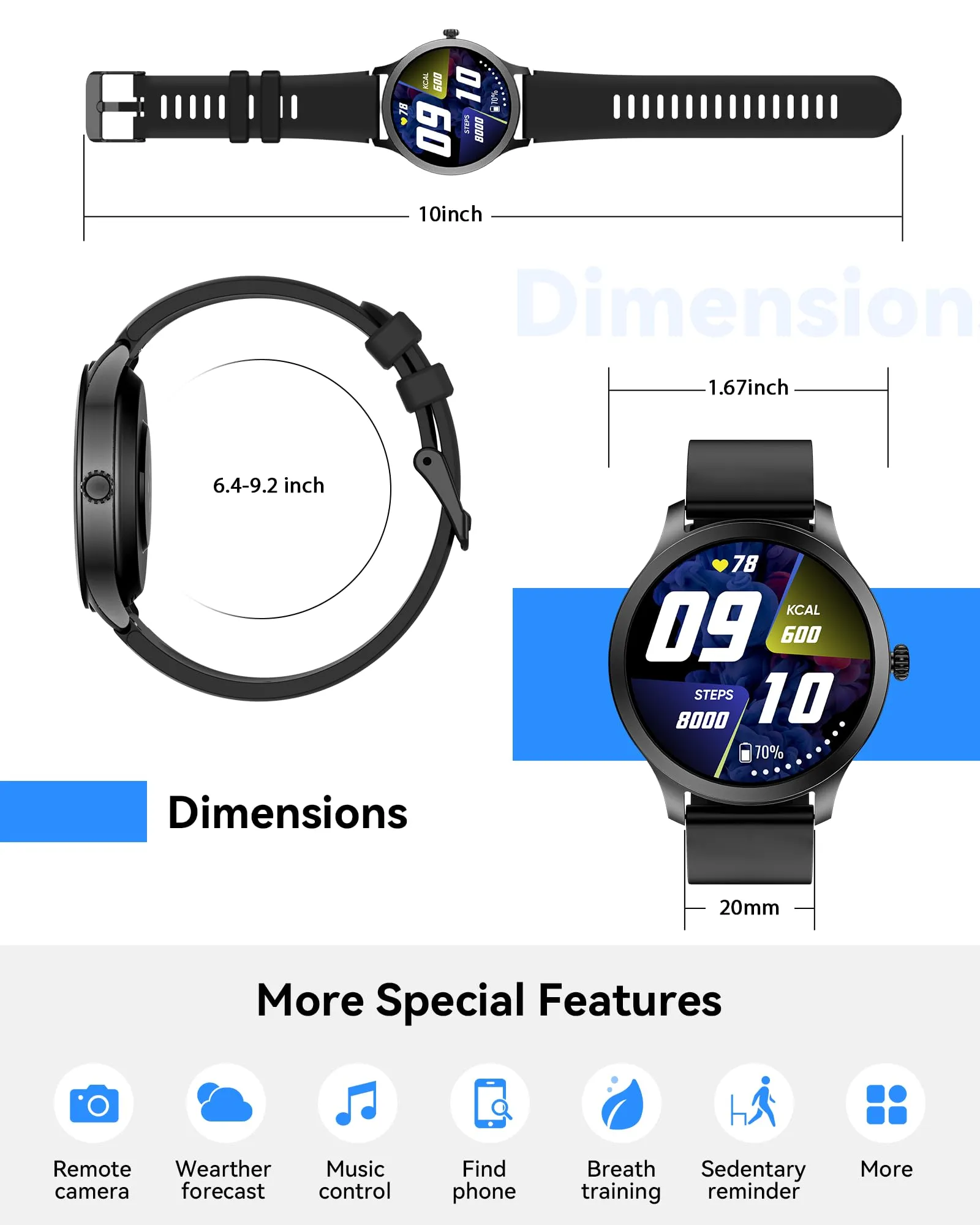 Smart Watch for Men Answer/Make Call, 1.32" Smartwatch Gifts with Blood Oxygen/Heart Rate/Sleep Monitor, IP68 Waterproof Fitness Tracker Step Calorie Counter Pedometer Workout Watch for Android iOS