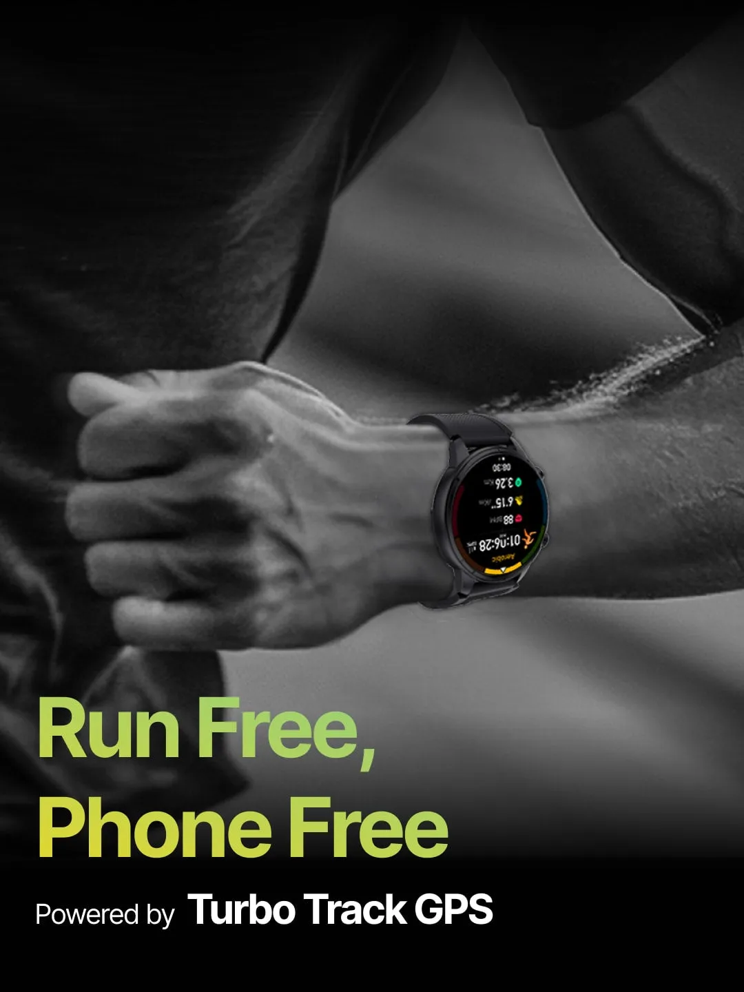 Sprint Running smartwatch with Built-in Turbo Track GPS, Multi-GNSS, Glonass, Galileo & Beidou, 1.43” AMOLED Display