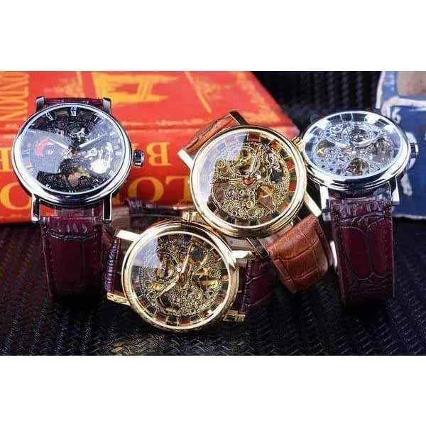 Steampunk Skeleton Leather Wrist Watch