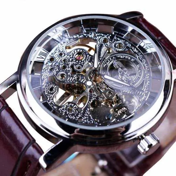 Steampunk Skeleton Leather Wrist Watch