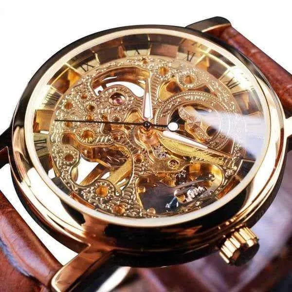 Steampunk Skeleton Leather Wrist Watch