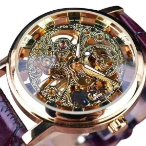 Steampunk Skeleton Leather Wrist Watch