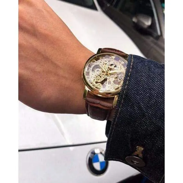 Steampunk Skeleton Leather Wrist Watch
