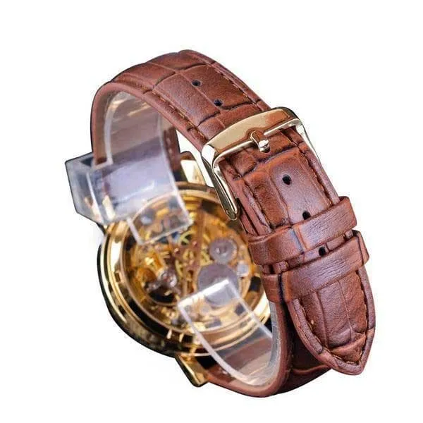 Steampunk Skeleton Leather Wrist Watch