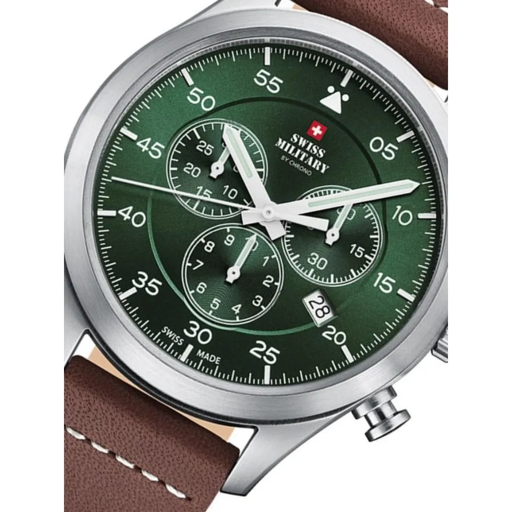 Swiss Military Brown Leather Chrono Men's Watch - SM34076.07