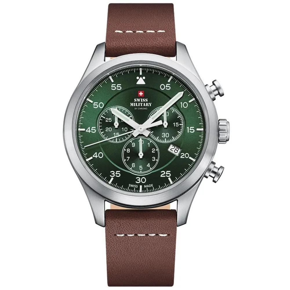 Swiss Military Brown Leather Chrono Men's Watch - SM34076.07