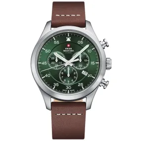 Swiss Military Brown Leather Chrono Men's Watch - SM34076.07