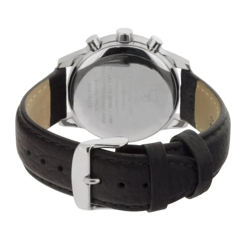 Swiss Military Brown Leather White Dial Chronograph Men's Watch - SM34012.11