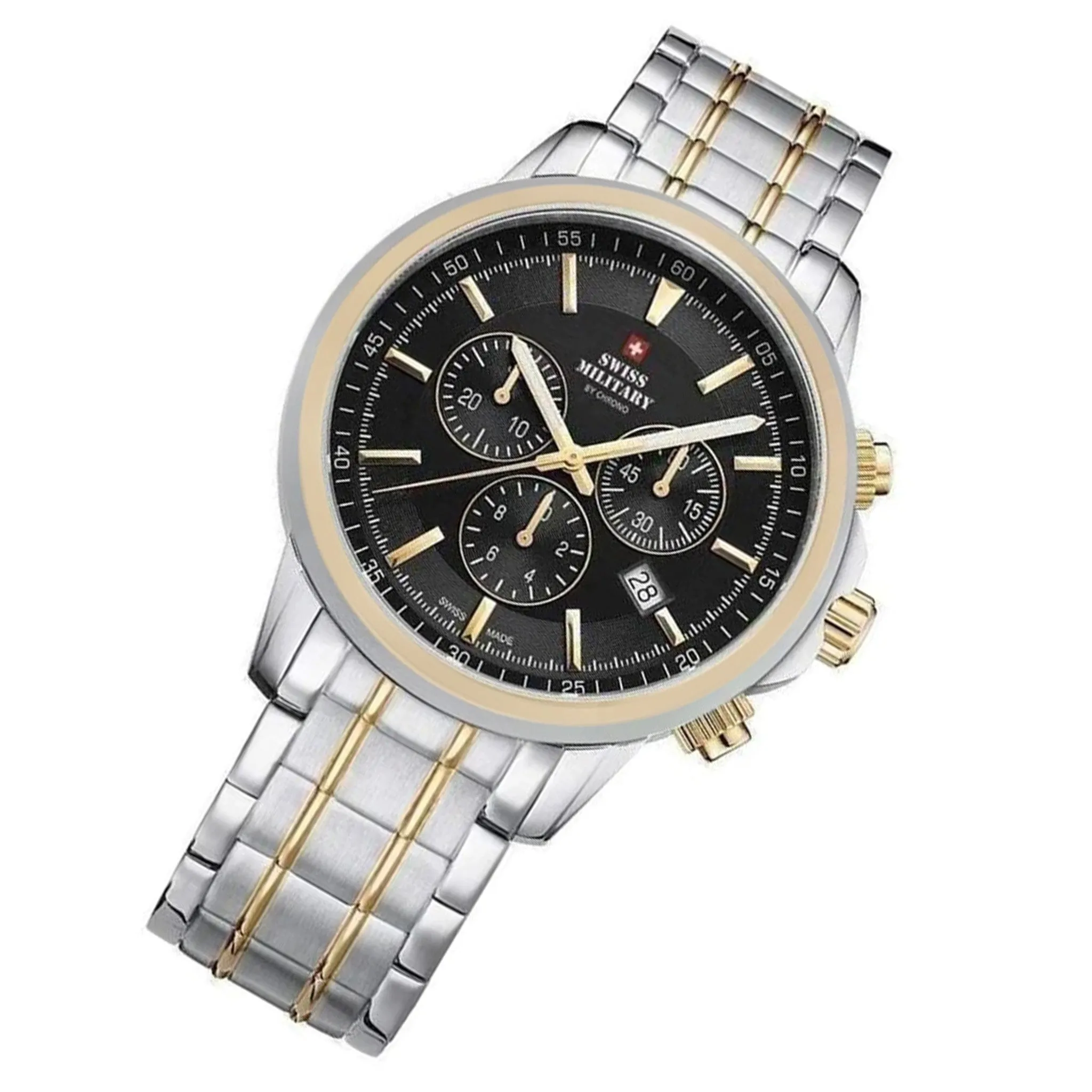 Swiss Military Two-Tone Stainless Steel Black Dial Chronograph Men's Watch - SM34052.04