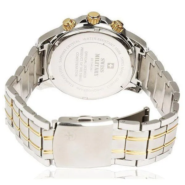 Swiss Military Two-Tone Stainless Steel Black Dial Chronograph Men's Watch - SM34052.04