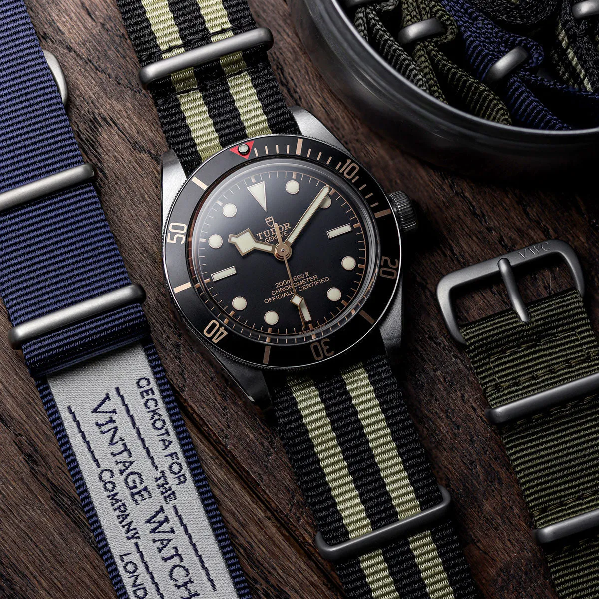 The Vintage Watch Company Military Watch Strap - Black