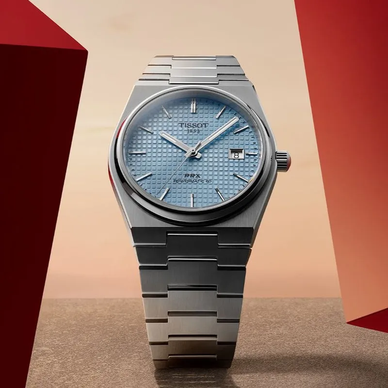 TISSOT PRX POWERMATIC 80 ICE BLUE DIAL MEN'S WATCH T1374071135100