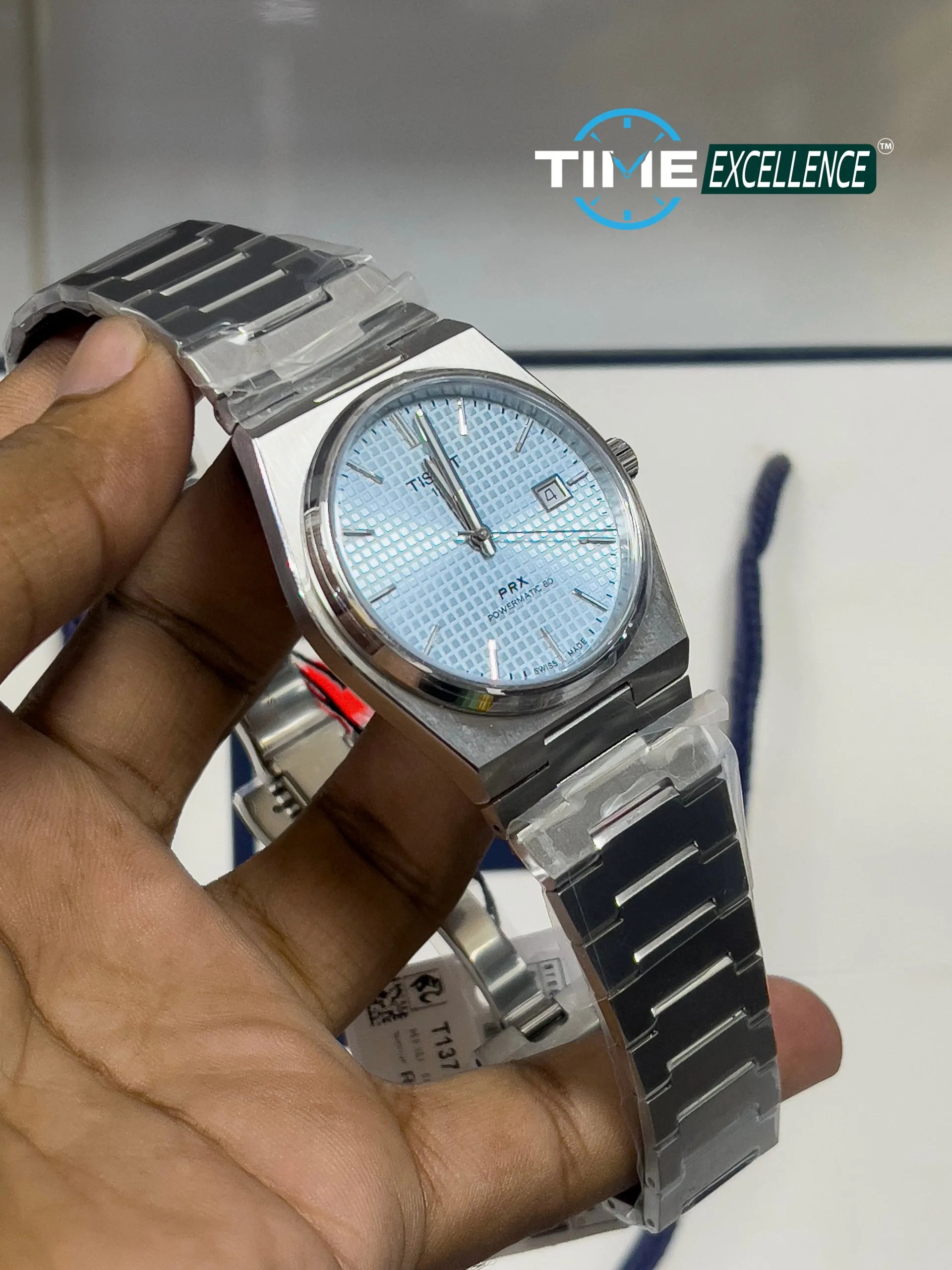 TISSOT PRX POWERMATIC 80 ICE BLUE DIAL MEN'S WATCH T1374071135100
