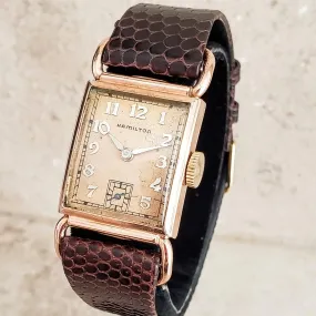 Vintage HAMILTON Essex Wristwatch USA Made Caliber 980 17 Jewels Coral Gold Watch