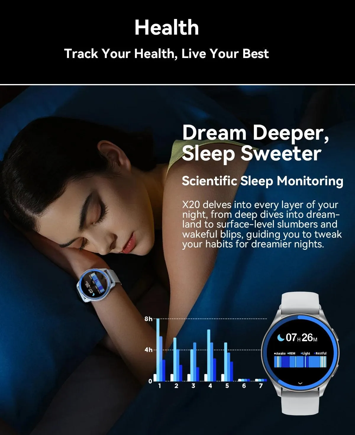 World Premiere Blackview Smartwatch X20 AMOLED Display Hi-Fi Bluetooth