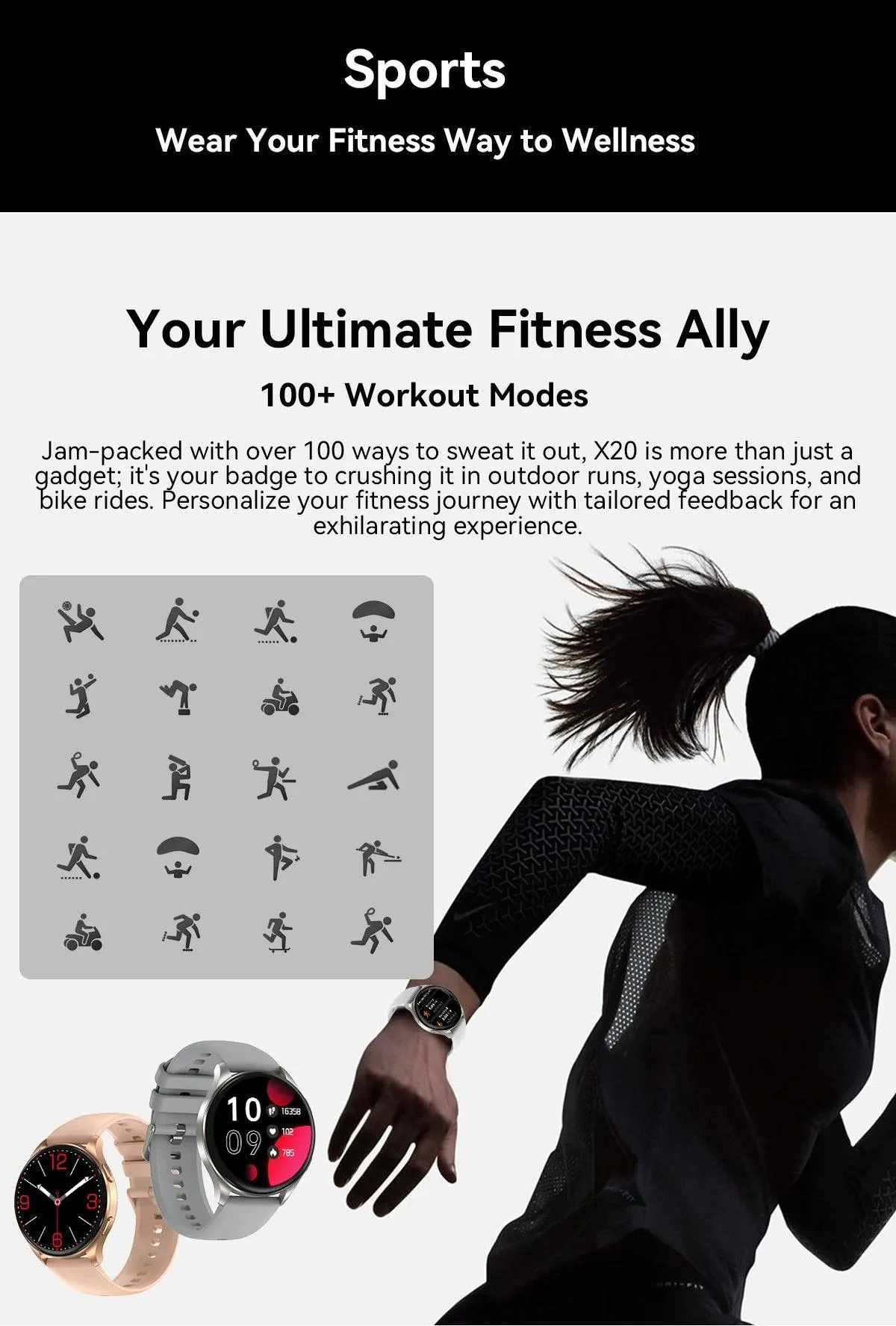 World Premiere Blackview Smartwatch X20 AMOLED Display Hi-Fi Bluetooth