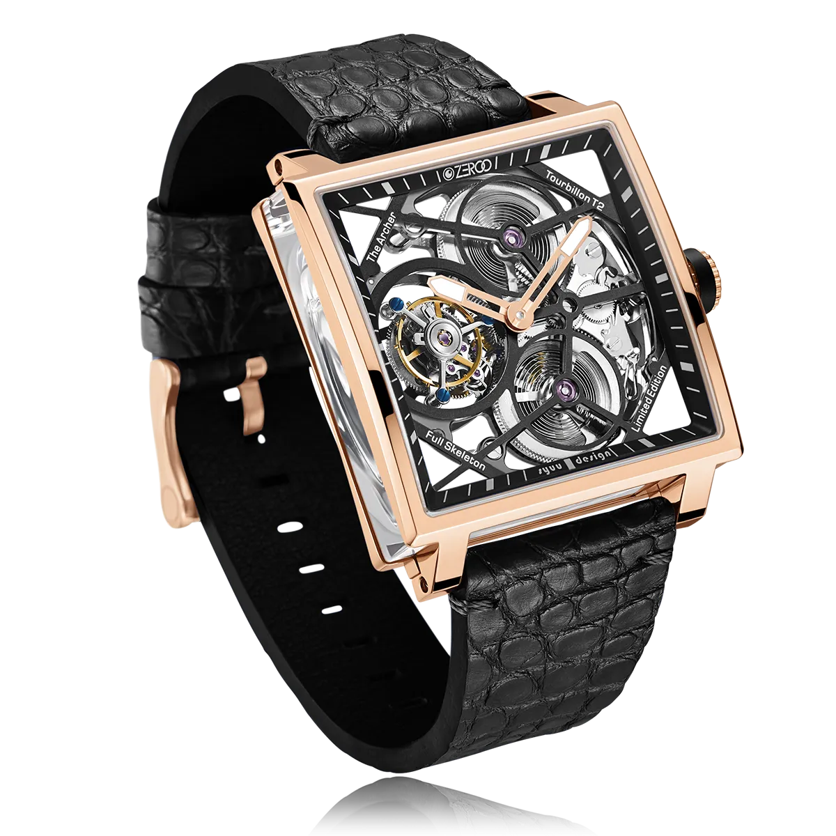 ZEROO T1 THE ARCHER FULL SKELETON TOURBILLONMANUAL TOURBILLON WATCH FOR GENTS - ZT002RBK