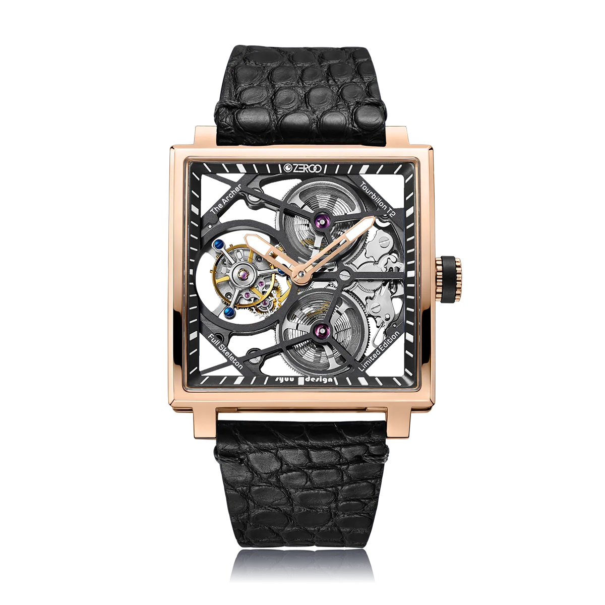 ZEROO T1 THE ARCHER FULL SKELETON TOURBILLONMANUAL TOURBILLON WATCH FOR GENTS - ZT002RBK