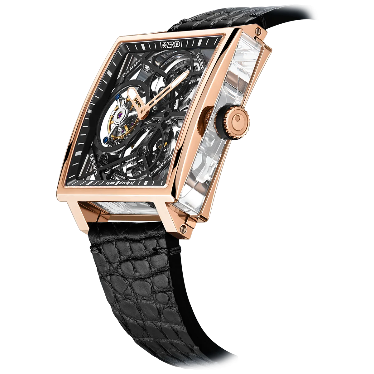 ZEROO T1 THE ARCHER FULL SKELETON TOURBILLONMANUAL TOURBILLON WATCH FOR GENTS - ZT002RBK