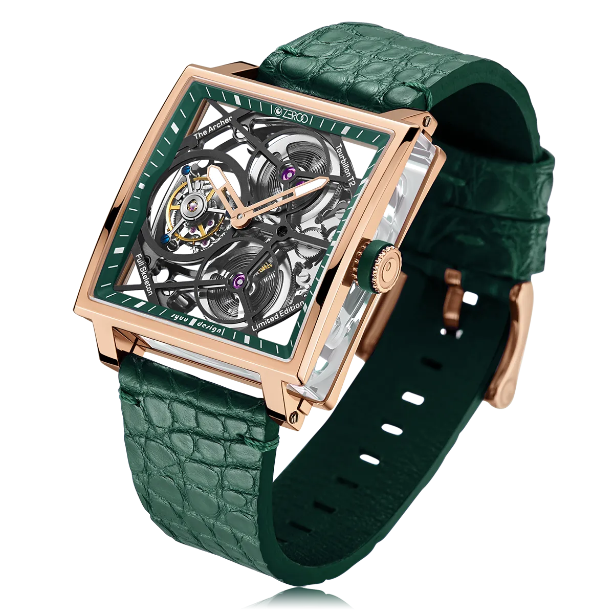ZEROO T1 THE ARCHER FULL SKELETON TOURBILLONMANUAL TOURBILLON WATCH FOR GENTS - ZT002RGR