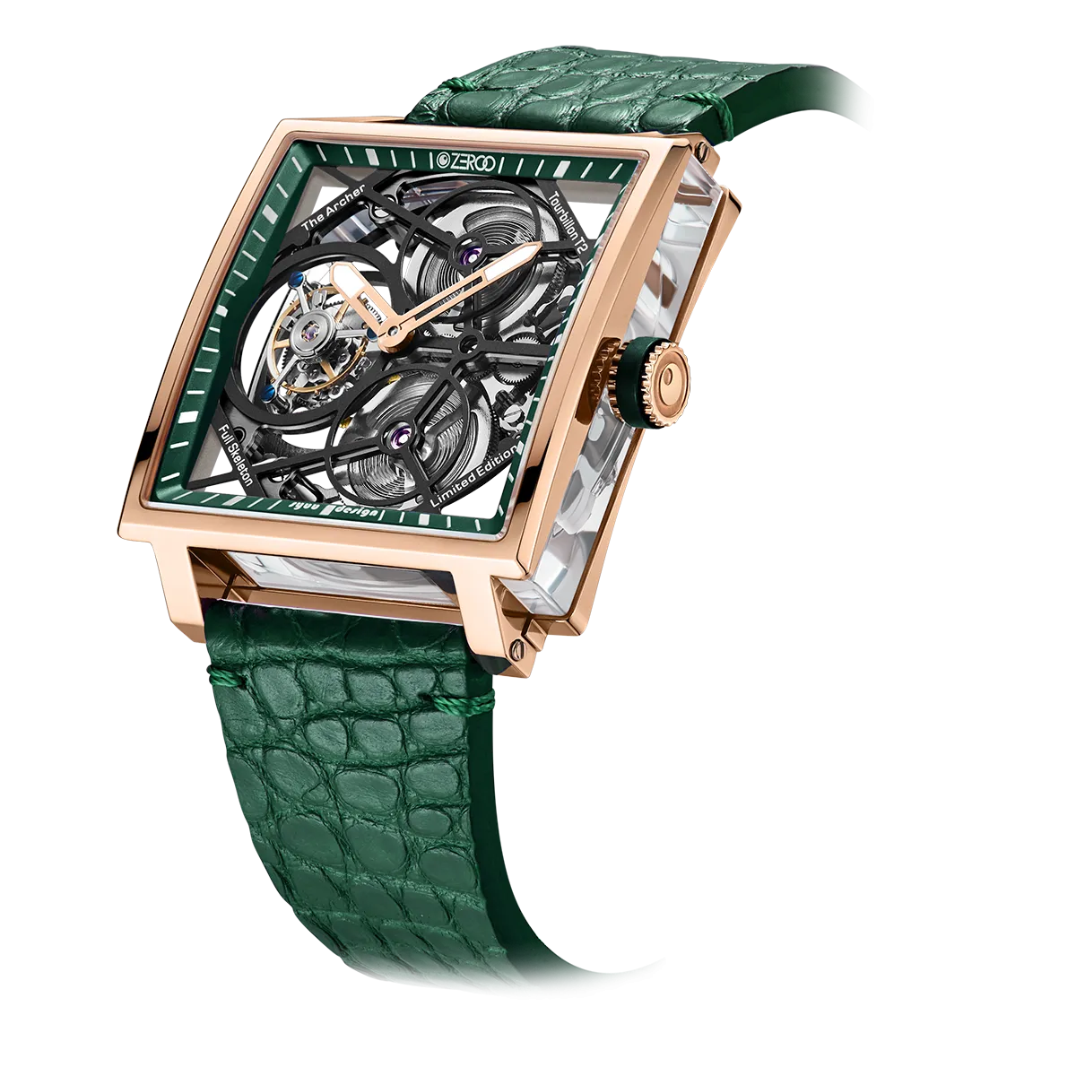ZEROO T1 THE ARCHER FULL SKELETON TOURBILLONMANUAL TOURBILLON WATCH FOR GENTS - ZT002RGR