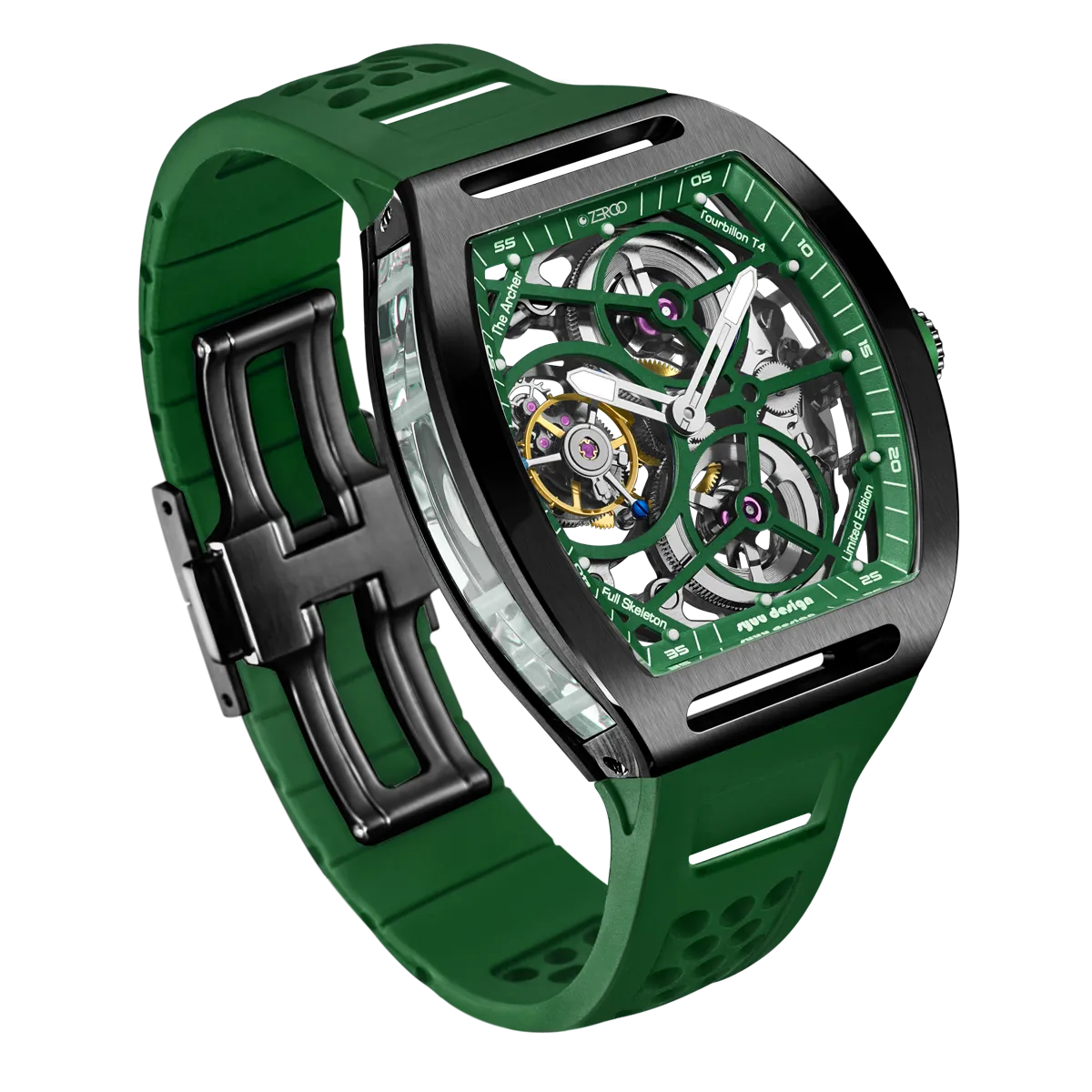 ZEROO T4 THE ARCHER FULL SKELETON TOURBILLONMANUAL TOURBILLON WATCH FOR GENTS - ZT004BGR