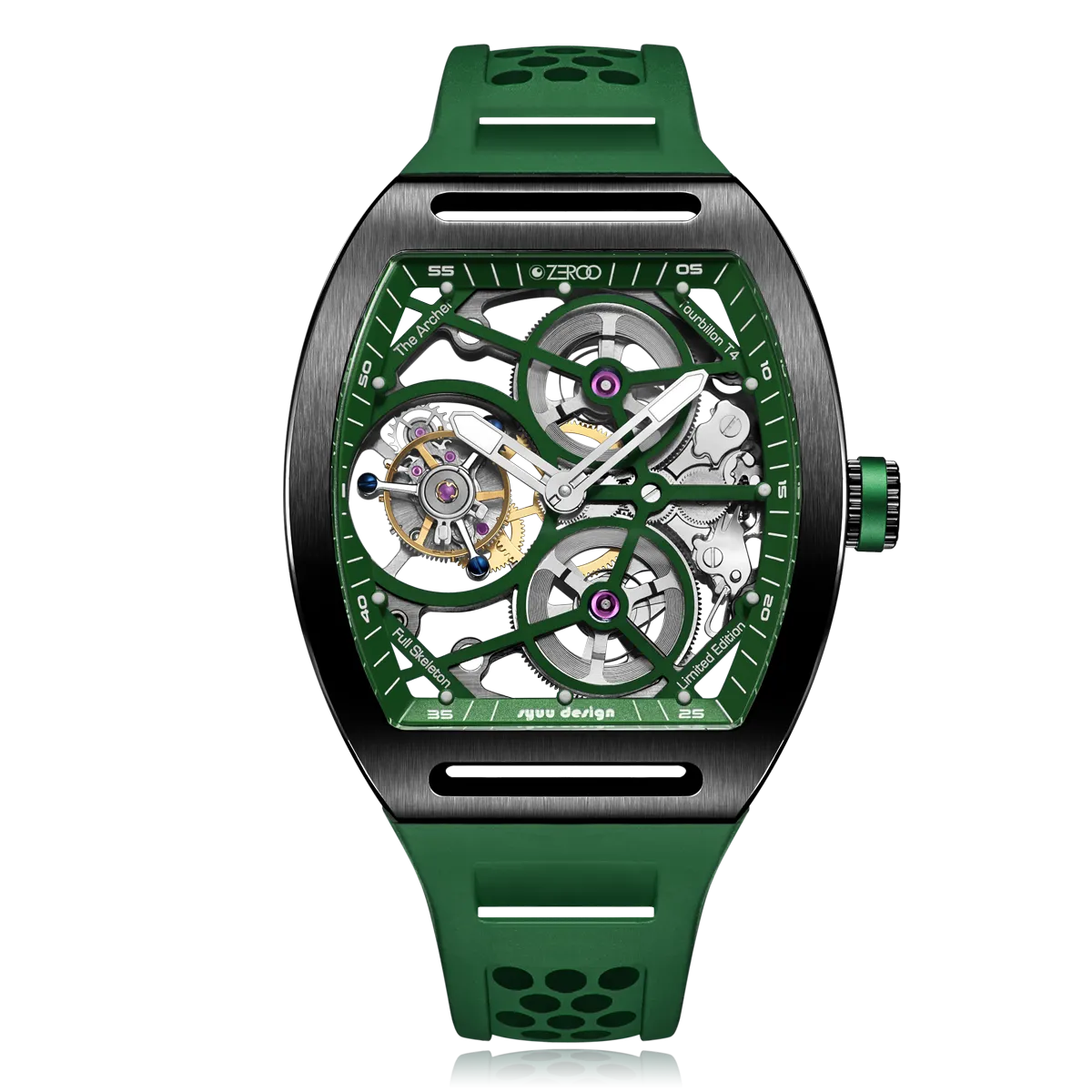 ZEROO T4 THE ARCHER FULL SKELETON TOURBILLONMANUAL TOURBILLON WATCH FOR GENTS - ZT004BGR