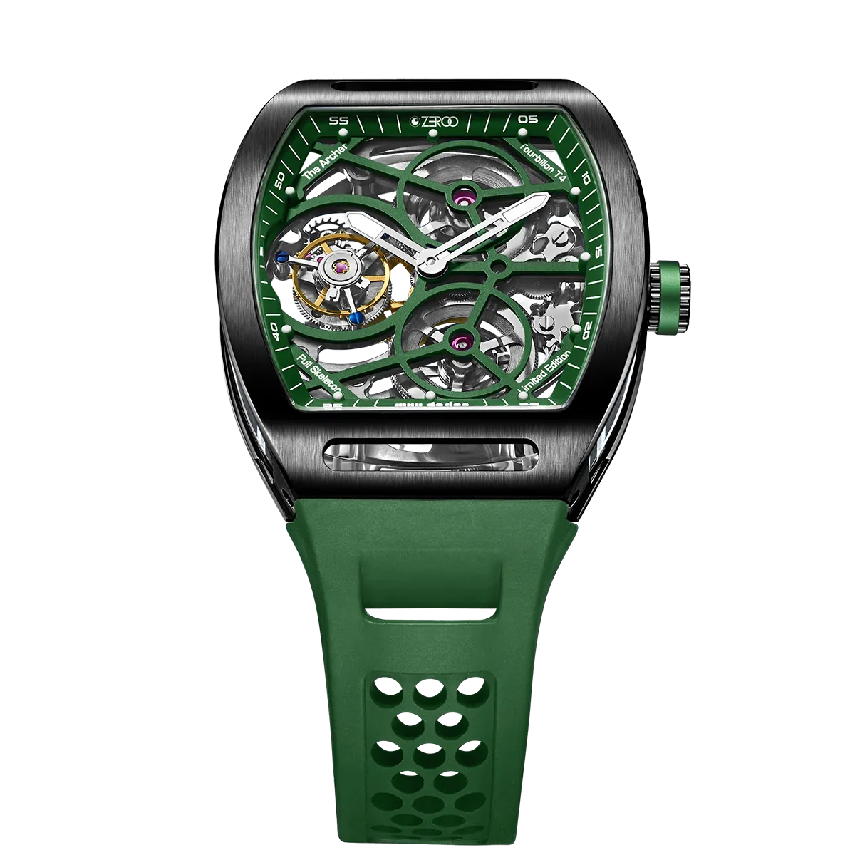 ZEROO T4 THE ARCHER FULL SKELETON TOURBILLONMANUAL TOURBILLON WATCH FOR GENTS - ZT004BGR