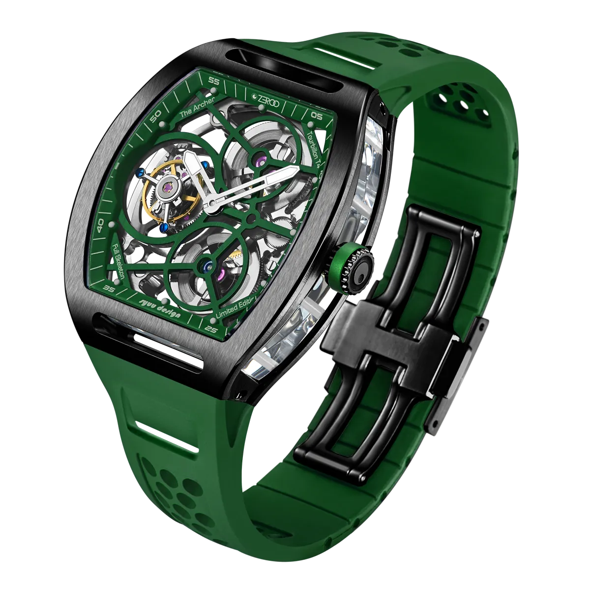 ZEROO T4 THE ARCHER FULL SKELETON TOURBILLONMANUAL TOURBILLON WATCH FOR GENTS - ZT004BGR