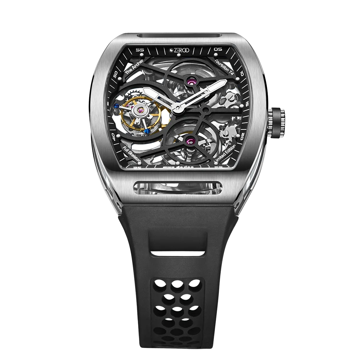 ZEROO T4 THE ARCHER FULL SKELETON TOURBILLONMANUAL TOURBILLON WATCH FOR GENTS - ZT004SBK