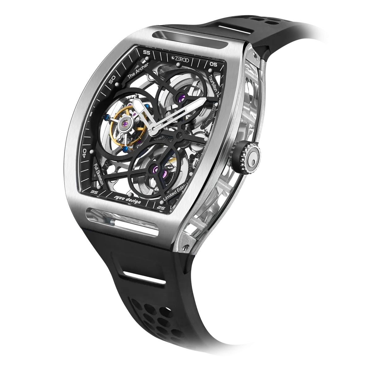 ZEROO T4 THE ARCHER FULL SKELETON TOURBILLONMANUAL TOURBILLON WATCH FOR GENTS - ZT004SBK