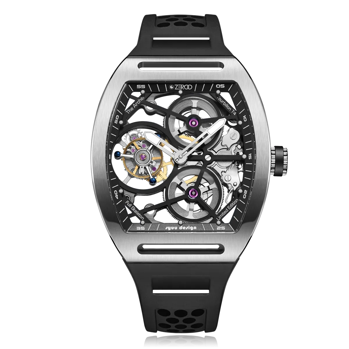 ZEROO T4 THE ARCHER FULL SKELETON TOURBILLONMANUAL TOURBILLON WATCH FOR GENTS - ZT004SBK