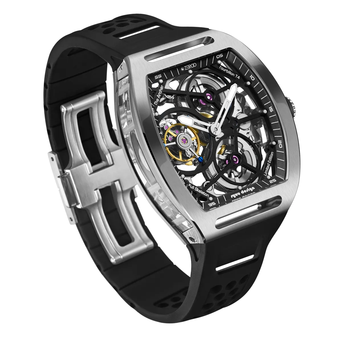 ZEROO T4 THE ARCHER FULL SKELETON TOURBILLONMANUAL TOURBILLON WATCH FOR GENTS - ZT004SBK