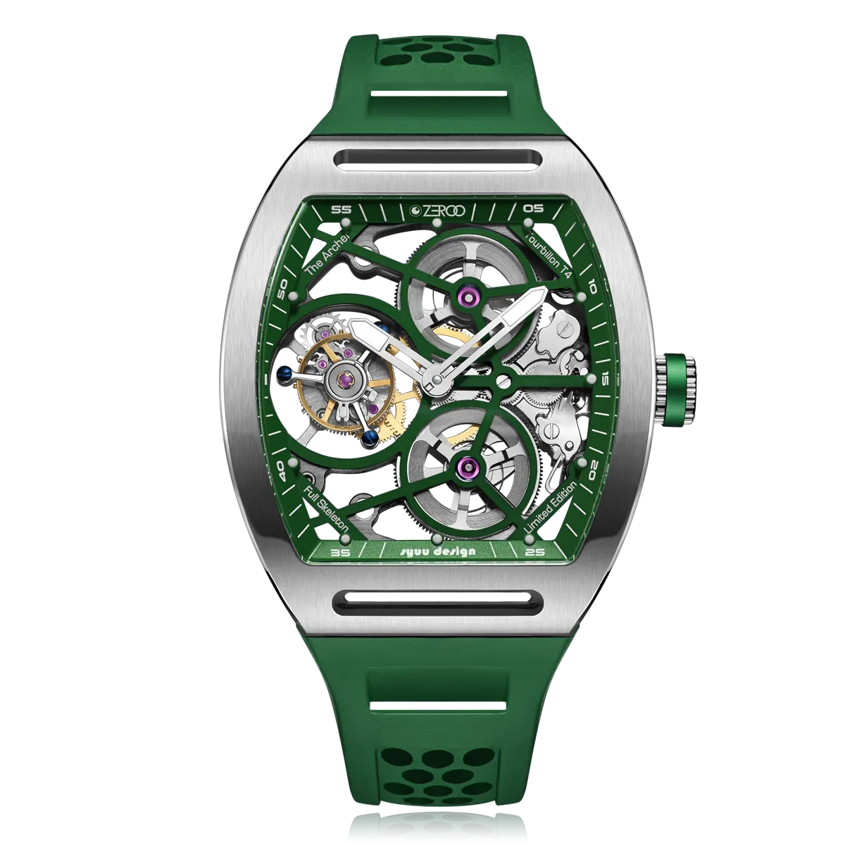 ZEROO T4 THE ARCHER FULL SKELETON TOURBILLONMANUAL TOURBILLON WATCH FOR GENTS - ZT004SGR