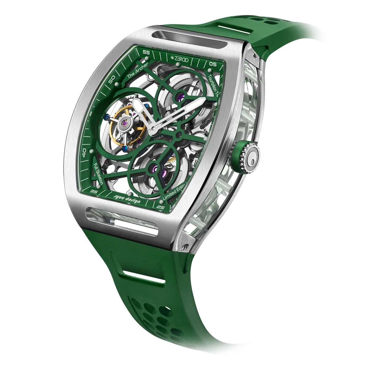 ZEROO T4 THE ARCHER FULL SKELETON TOURBILLONMANUAL TOURBILLON WATCH FOR GENTS - ZT004SGR