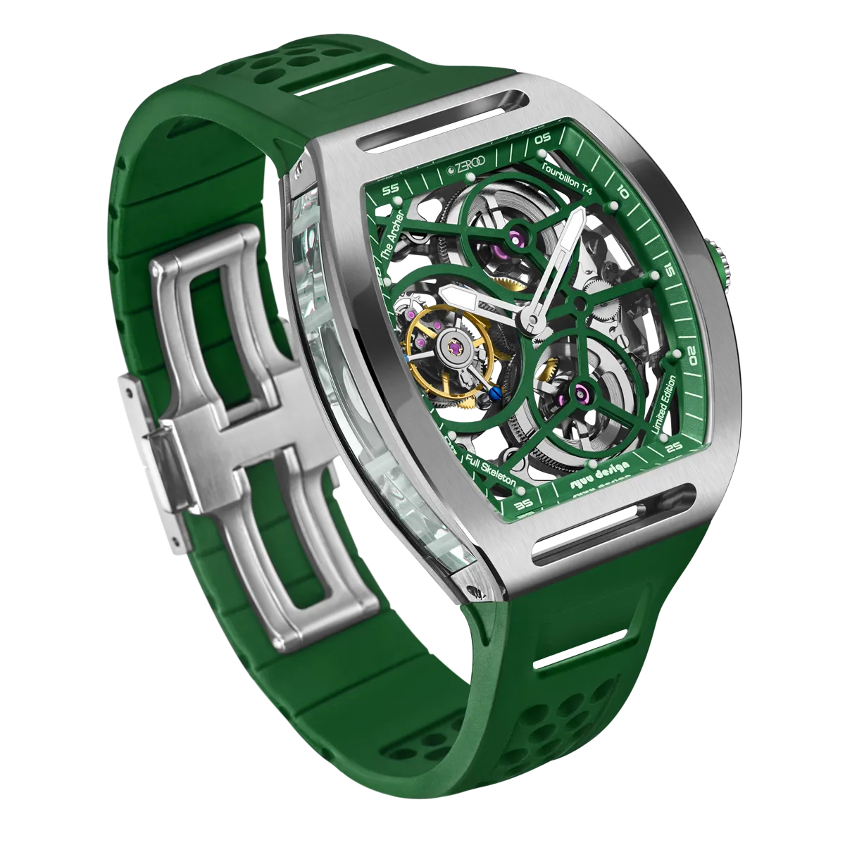 ZEROO T4 THE ARCHER FULL SKELETON TOURBILLONMANUAL TOURBILLON WATCH FOR GENTS - ZT004SGR
