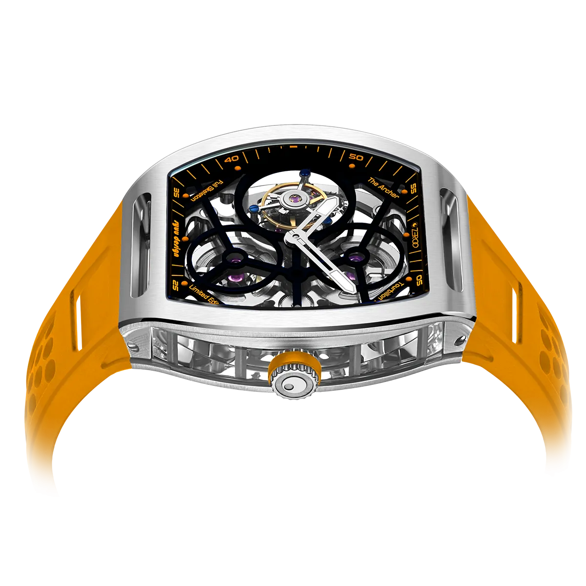 ZEROO T4 THE ARCHER FULL SKELETON TOURBILLONMANUAL TOURBILLON WATCH FOR GENTS - ZT004SOR